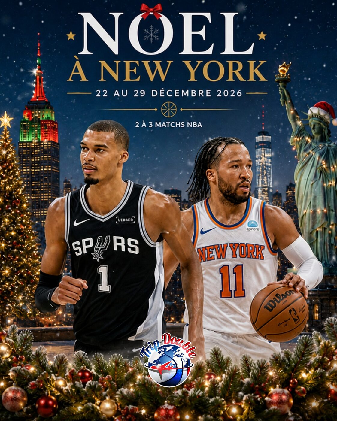 Voyage NBA New York – Noël 2026 (3 matchs + vols + hôtel 4★)
