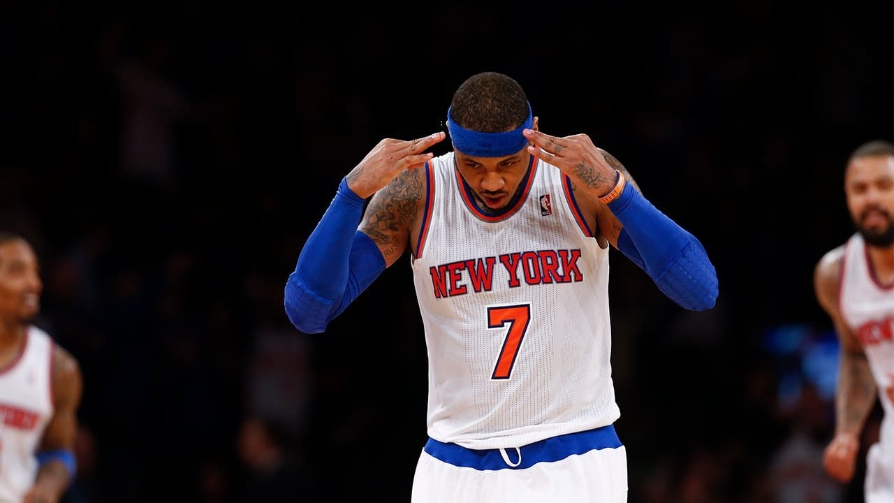 Carmelo Anthony au Madison Square Garden apr&egrave;s son record de 62 points contre les Charlotte Bobcats