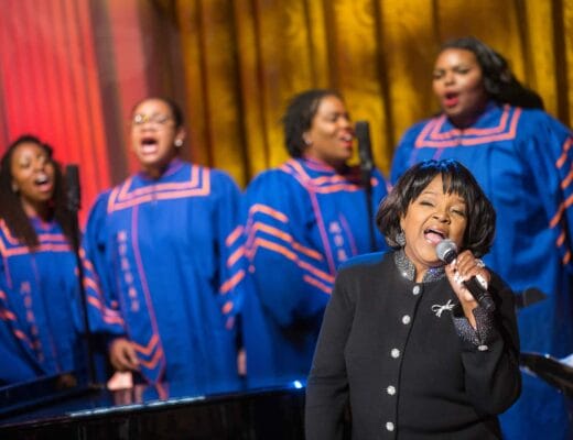 Chorale gospel lors d’une messe à Harlem, New York