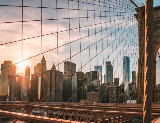 Brooklyn Bridge during golden hour
