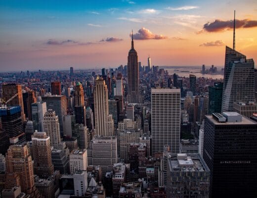 sunset, manhattan, city, skyline, architecture, usa, america, cityscape, nyc, travel, nature, new, skyscraper, downtown, york, view, new york city, dusk, empire, state, empire state building, panoramic, skyscrapers, scenic, yellow, orange
