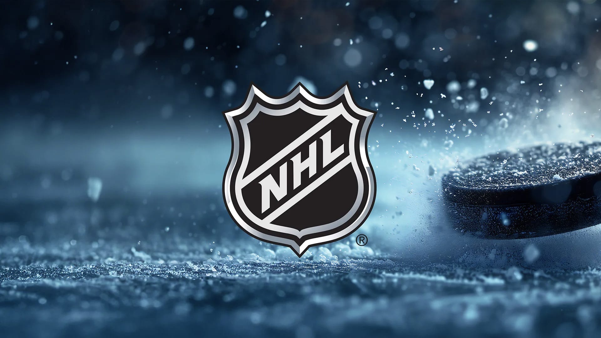 Logo NHL sur fond de glace et palet, symbole du palmarès de la Stanley Cup