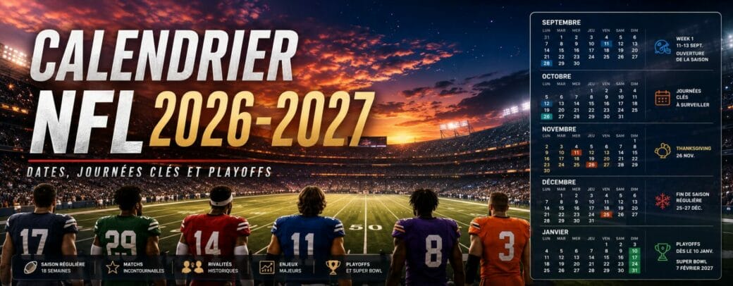 Calendrier NFL 2026-2027 avec les matchs de la saison régulière