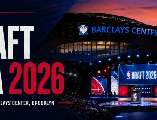 Bannière Draft NBA 2026 au Barclays Center de Brooklyn les 23 et 24 juin