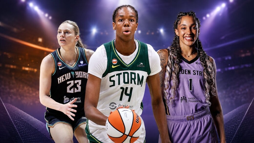 Dominique Malonga, Marine Johannès et Gabby Williams dans une bannière sur les Françaises en WNBA en 2026