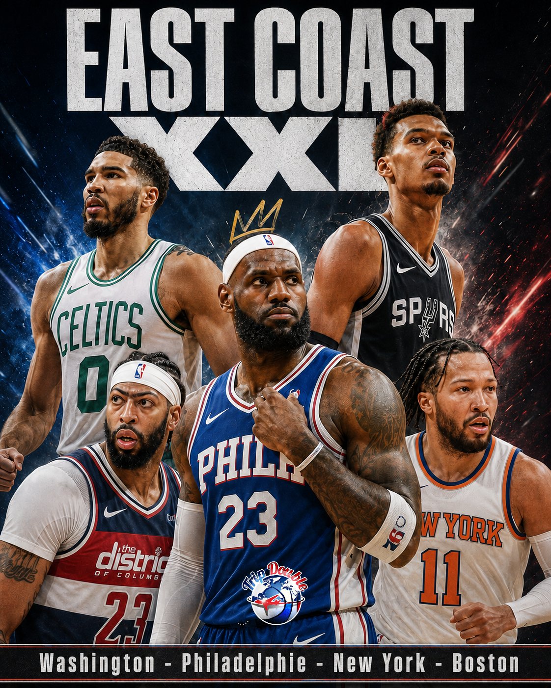 Road trip NBA East Coast – 16 au 25 mars 2027 (3 matchs + vols + 3 hôtels)